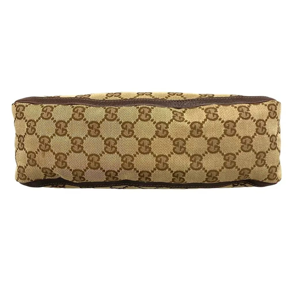 Gucci GG Pattern, Abbey Handbag 130939 Beige Dark Brown Jacquard Leather